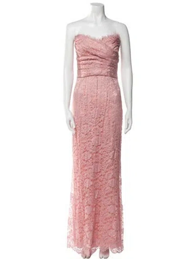 Pre-owned Dolce & Gabbana Lace Pattern Long Dress In Pink