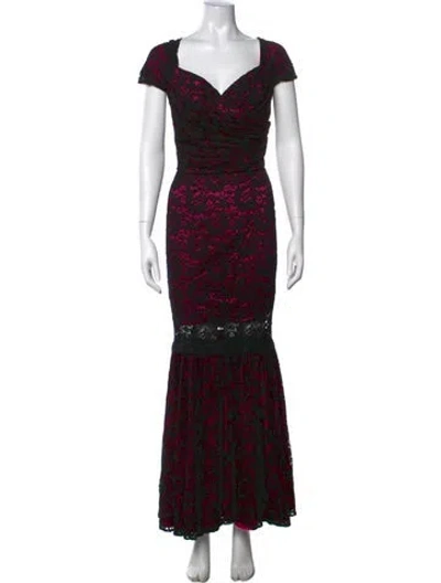 Pre-owned Dolce & Gabbana Lace Pattern Long Dress In Pink