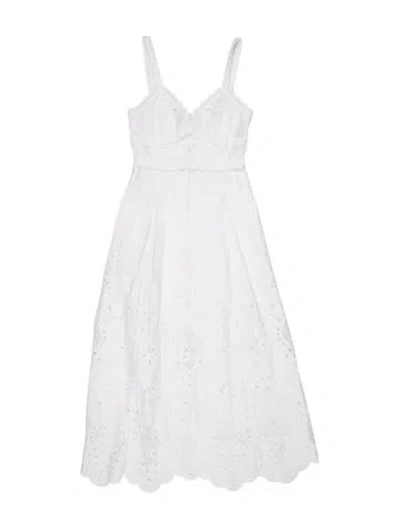 Pre-owned Dolce & Gabbana Lace Pattern Long Dress In White