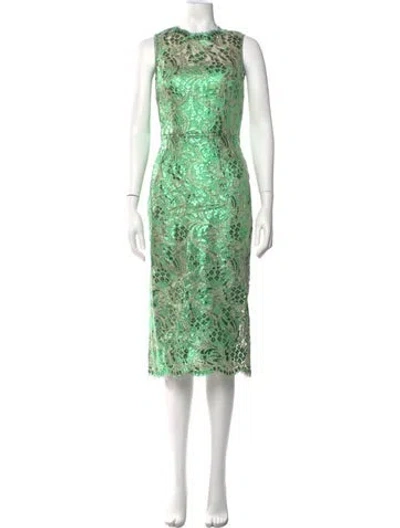 Pre-owned Dolce & Gabbana Lace Pattern Midi Length Dress