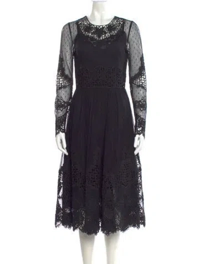 Pre-owned Dolce & Gabbana Lace Pattern Midi Length Dress In Black