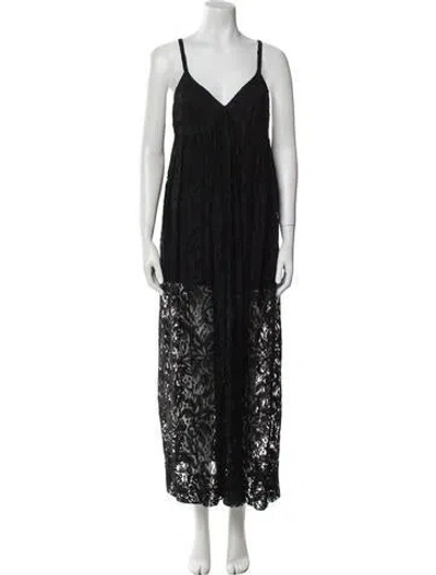 Pre-owned Dolce & Gabbana Lace Pattern Midi Length Dress In Black