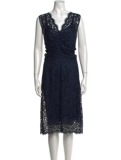 Pre-owned Dolce & Gabbana Lace Pattern Midi Length Dress In Blue