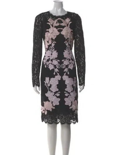 Pre-owned Dolce & Gabbana Lace Pattern Midi Length Dress In Gray