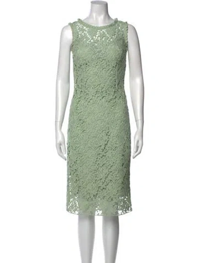 Pre-owned Dolce & Gabbana Lace Pattern Midi Length Dress In Green