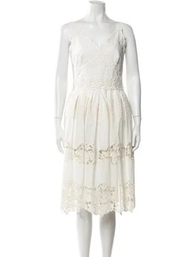 Pre-owned Dolce & Gabbana Lace Pattern Midi Length Dress In Neutral