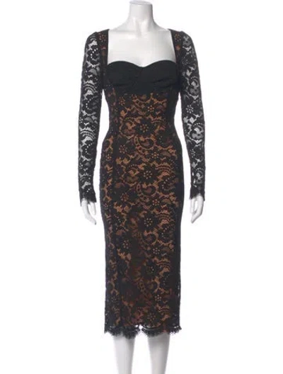 Pre-owned Dolce & Gabbana Lace Pattern Midi Length Dress W/ Tags In Multi
