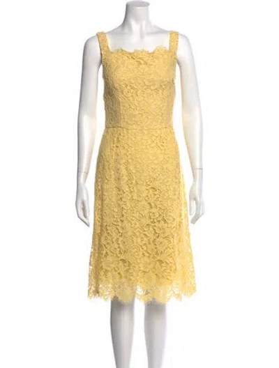 Pre-owned Dolce & Gabbana Lace Pattern Midi Length Dress In Yellow