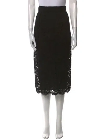 Pre-owned Dolce & Gabbana Lace Pattern Midi Length Skirt In Black