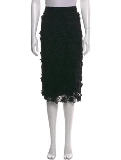 Pre-owned Dolce & Gabbana Lace Pattern Midi Length Skirt In Black