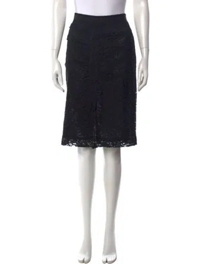 Pre-owned Dolce & Gabbana Lace Pattern Midi Length Skirt In Black