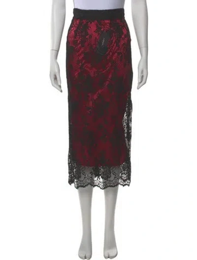 Pre-owned Dolce & Gabbana Lace Pattern Midi Length Skirt In Red