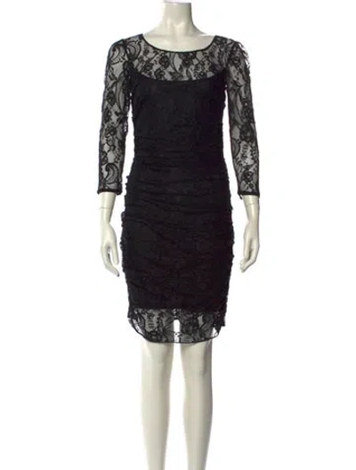 Pre-owned Dolce & Gabbana Lace Pattern Mini Dress In Black
