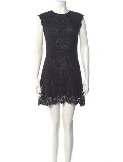 Pre-owned Dolce & Gabbana Lace Pattern Mini Dress In Black