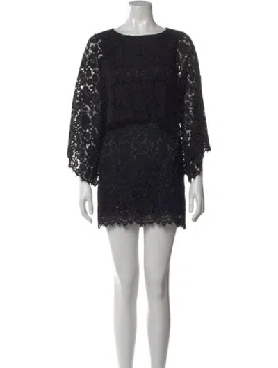 Pre-owned Dolce & Gabbana Lace Pattern Mini Dress In Black