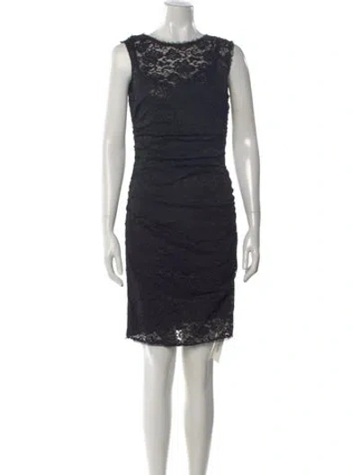 Pre-owned Dolce & Gabbana Lace Pattern Mini Dress In Black