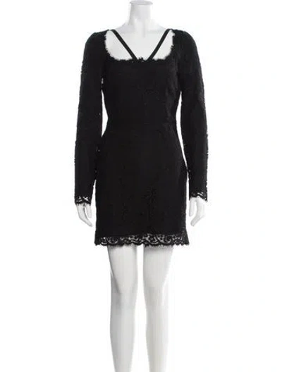 Pre-owned Dolce & Gabbana Lace Pattern Mini Dress In Black