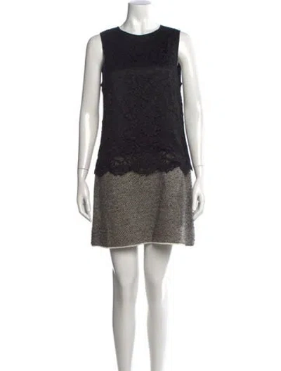 Pre-owned Dolce & Gabbana Lace Pattern Mini Dress In Black