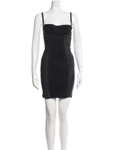 Pre-owned Dolce & Gabbana Lace Pattern Mini Dress In Black