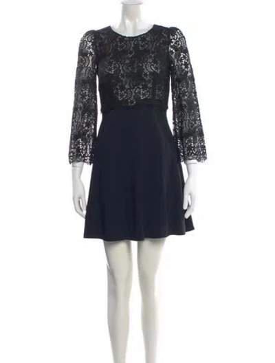 Pre-owned Dolce & Gabbana Lace Pattern Mini Dress In Blue