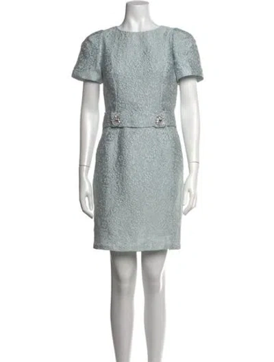 Pre-owned Dolce & Gabbana Lace Pattern Mini Dress In Blue