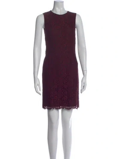 Pre-owned Dolce & Gabbana Lace Pattern Mini Dress In Burgundy