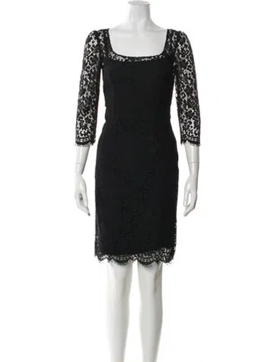 Pre-owned Dolce & Gabbana Lace Pattern Mini Dress In Gray