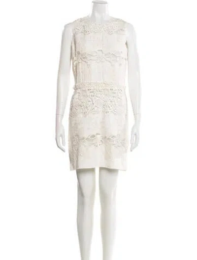 Pre-owned Dolce & Gabbana Lace Pattern Mini Dress In Neutral
