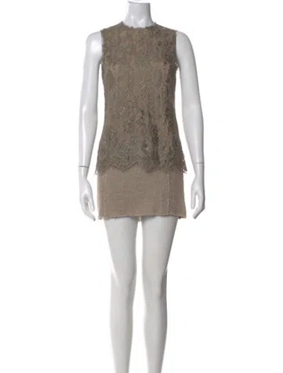 Pre-owned Dolce & Gabbana Lace Pattern Mini Dress In Neutral