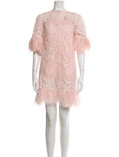 Pre-owned Dolce & Gabbana Lace Pattern Mini Dress In Pink