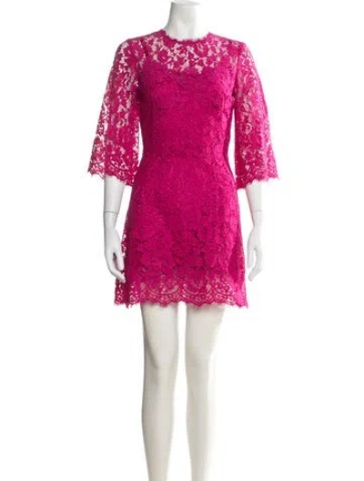 Pre-owned Dolce & Gabbana Lace Pattern Mini Dress In Pink