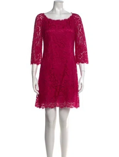 Pre-owned Dolce & Gabbana Lace Pattern Mini Dress In Pink