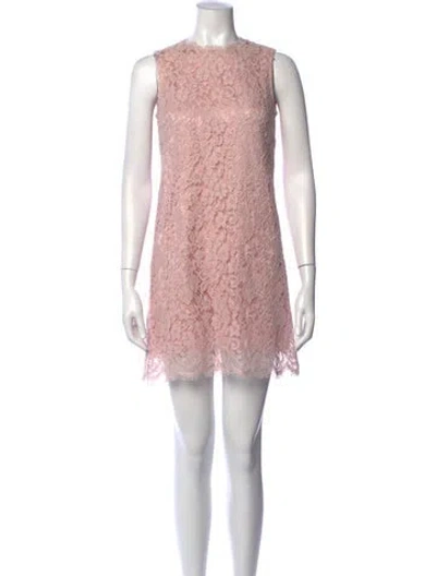 Pre-owned Dolce & Gabbana Lace Pattern Mini Dress In Pink
