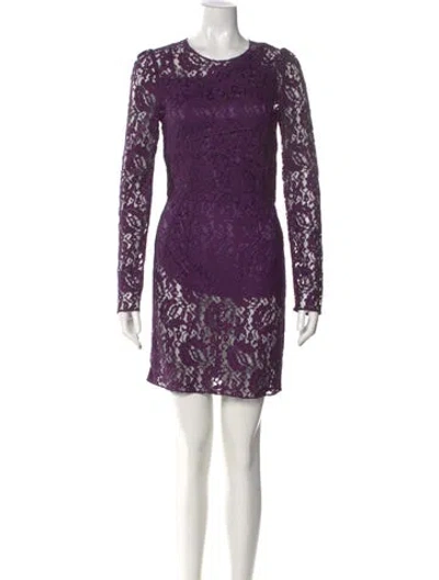 Pre-owned Dolce & Gabbana Lace Pattern Mini Dress In Purple