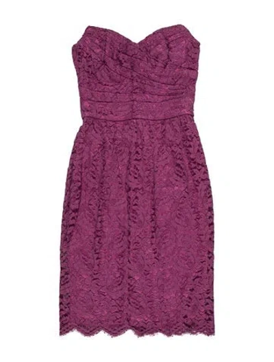 Pre-owned Dolce & Gabbana Lace Pattern Mini Dress In Purple