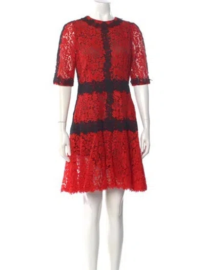 Pre-owned Dolce & Gabbana Lace Pattern Mini Dress In Red