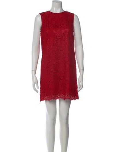 Pre-owned Dolce & Gabbana Lace Pattern Mini Dress In Red