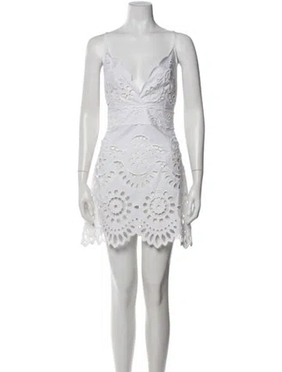 Pre-owned Dolce & Gabbana Lace Pattern Mini Dress In White