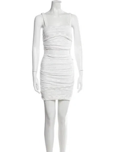 Pre-owned Dolce & Gabbana Lace Pattern Mini Dress In White
