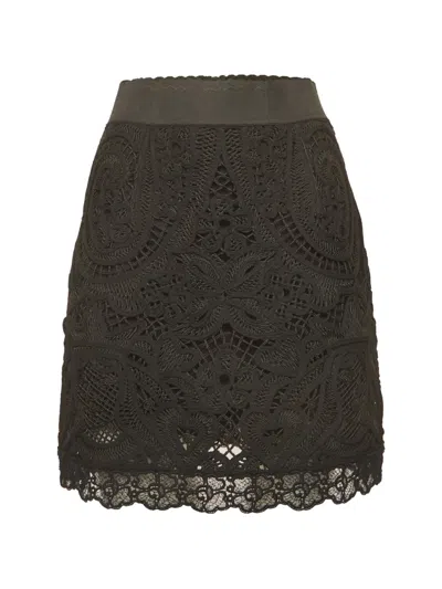 Pre-owned Dolce & Gabbana Lace Pattern Mini Skirt In Black