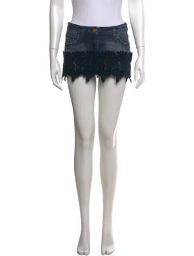 Pre-owned Dolce & Gabbana Lace Pattern Mini Skirt In Blue