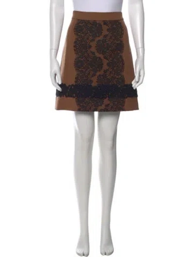 Pre-owned Dolce & Gabbana Lace Pattern Mini Skirt In Brown