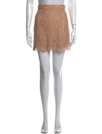 Pre-owned Dolce & Gabbana Lace Pattern Mini Skirt In Neutrals