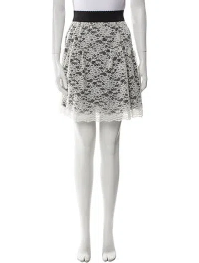 Pre-owned Dolce & Gabbana Lace Pattern Mini Skirt In White
