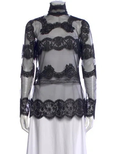 Pre-owned Dolce & Gabbana Lace Pattern Mock Neck Blouse In Multicolor