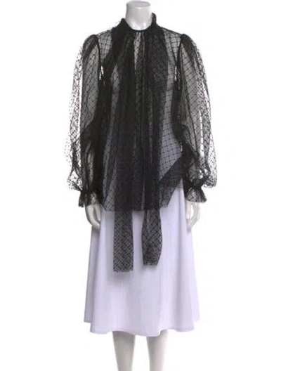 Pre-owned Dolce & Gabbana Lace Pattern Mock Neck Tunic W/ Tags In Black