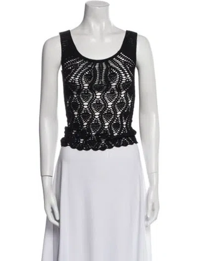 Pre-owned Dolce & Gabbana Lace Pattern Scoop Neck Crop Top In Black