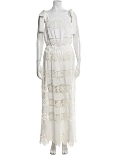 Pre-owned Dolce & Gabbana Lace Pattern Square Neckline Jumpsuit In Neutral