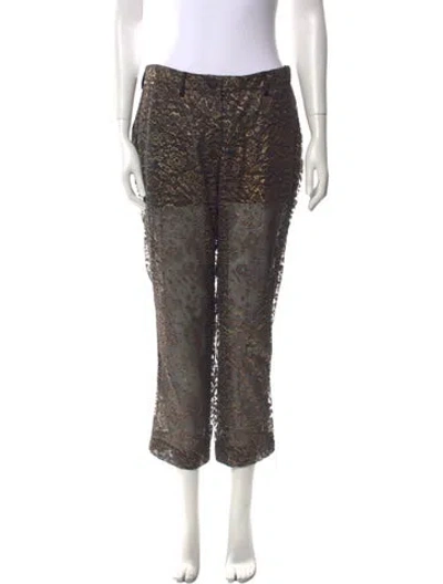 Pre-owned Dolce & Gabbana Lace Pattern Straight Leg Pants In Gold