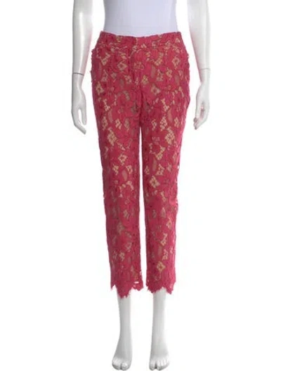 Pre-owned Dolce & Gabbana Lace Pattern Straight Leg Pants In Pink